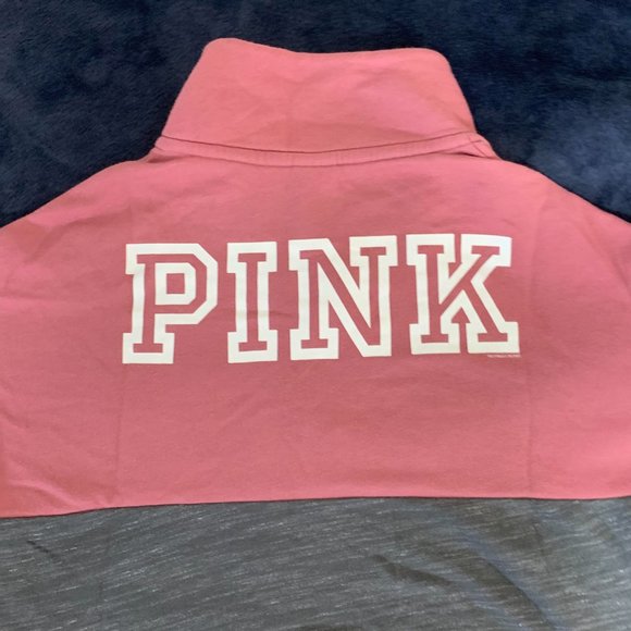 PINK Victoria Secret pink, grey, white quarter zip - size XS - Picture 2 of 5